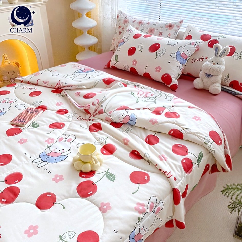 CHARM ชุดผ้าปูที่นอน 5 ฟุต 3 ชิ้น ลาย CHERRY BUNNY คอลเลคชั่น DREAMY_0